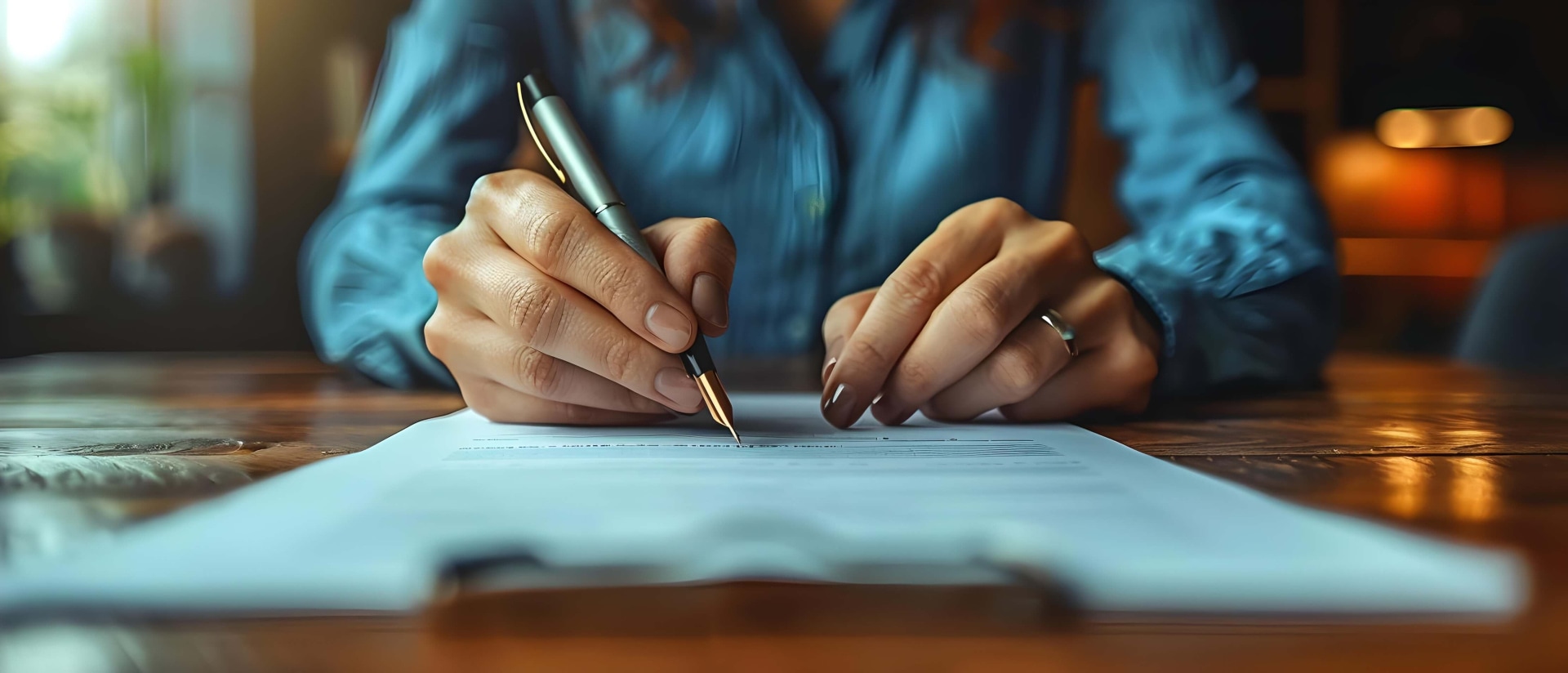 a person writing on a piece of paper