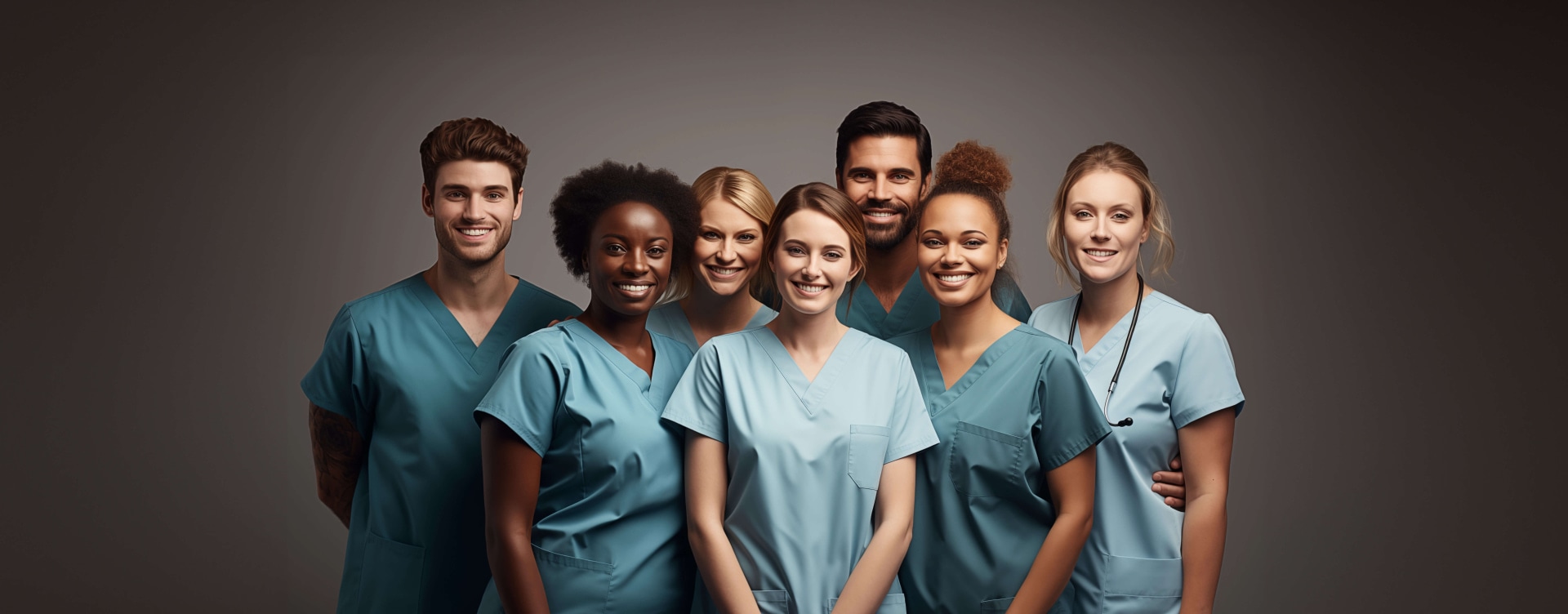 a group of people wearing scrubs